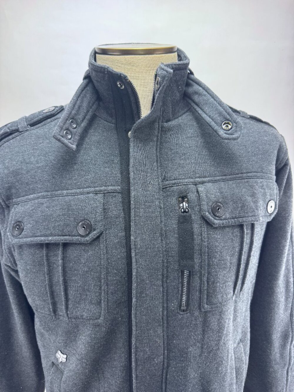 Fox Racing Vintage Y2K Military Utility Bomber Jacket Gray Heavyweight